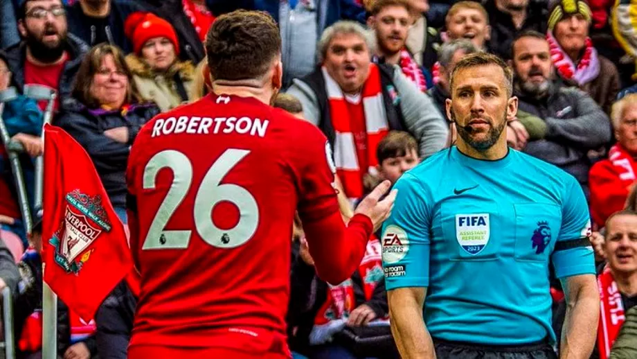 Premier League etapa 30 Arbitrul care ia dat un cot in gura lui Robertson in Liverpool  Arsenal 22 a fost suspendat