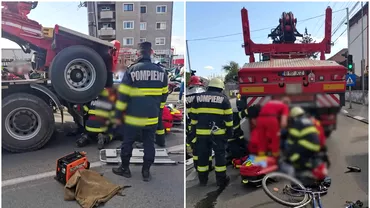 Video Momentul in care un biciclist a fost lovit de un camion in apropierea unei treceri de pietoni Barbatul a murit pe loc