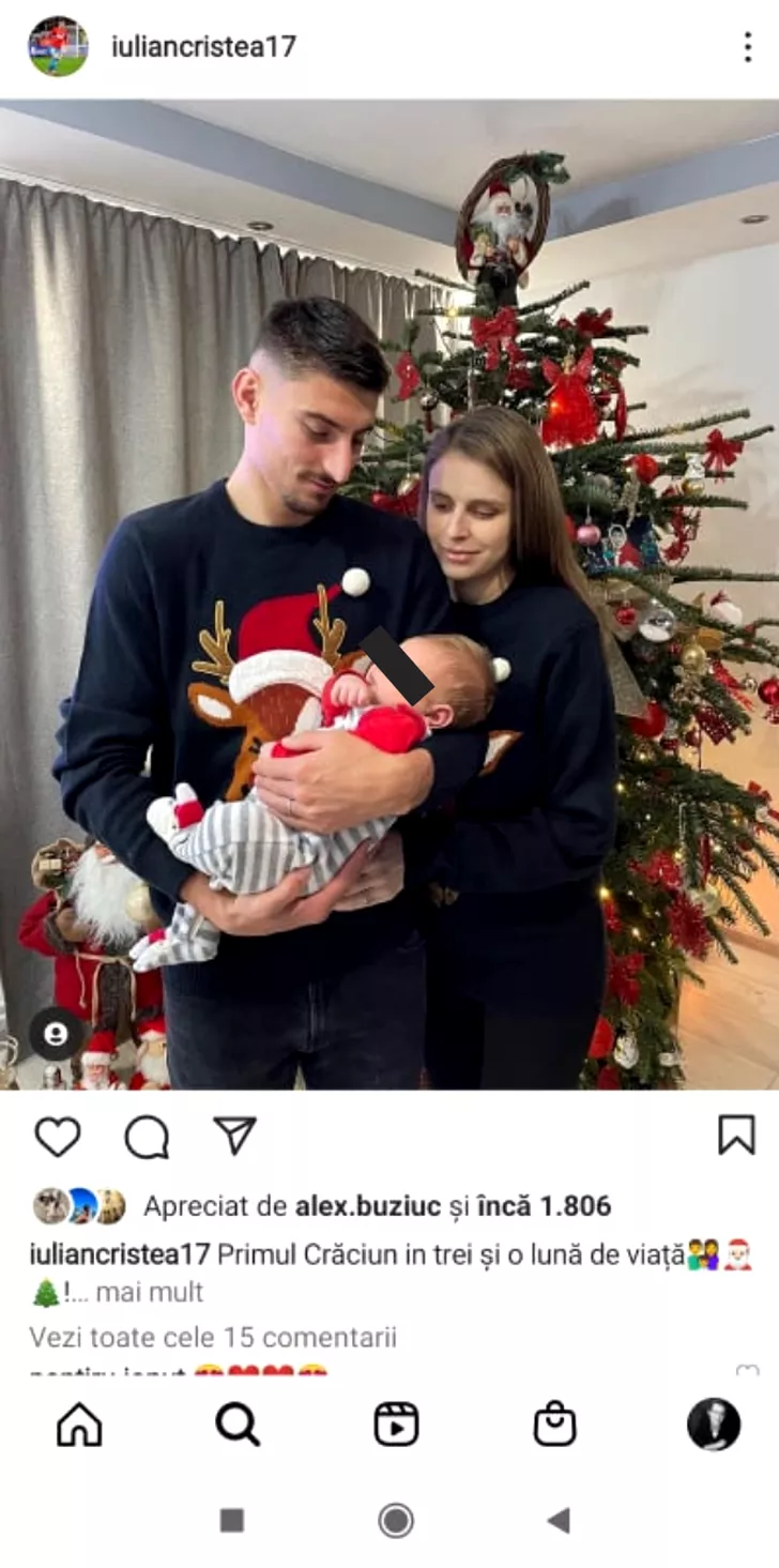 Iulian Cristea, de Crăciun alături de soția sa și fiul său, Nicolas Cristea. Sursă foto captură Instagram