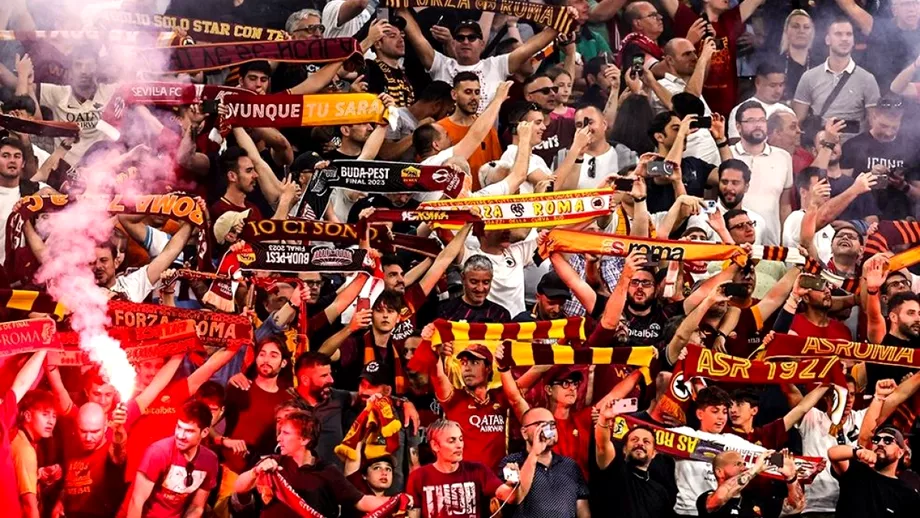 Atmosfera electrizanta la finala Europa League Fanii Romei au facut legea in prima parte pe Puskas Arena
