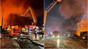 Incendiu puternic in Pitesti la iesirea spre A1 Au fost mobilizati pompieri din mai multe judete Sa emis mesaj ROAlert Video
