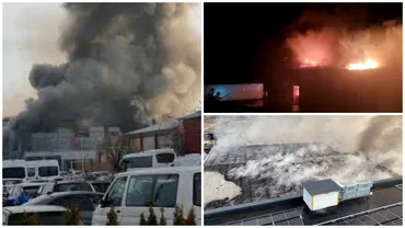 Incendiu violent la o fabrica de mezeluri din Prahova Doi pompieri raniti Video