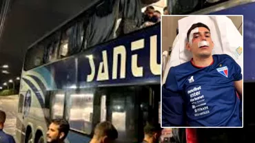 Imagini halucinante 6 fotbalisti raniti dupa ce autocarul a fost atacat cu pietre si dispozitive explozive Video
