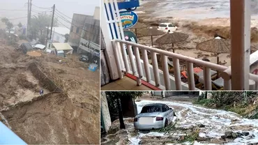 Inundatii pe insula Creta Ce a spus un roman prins de potop Valurile ajungeau la balcon