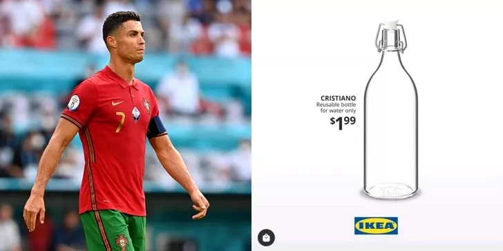 IKEA lanseaza un nou produs „Cristiano” pentru a sublinia mesajul portughezului de la EURO 2020: „Doar apă!”