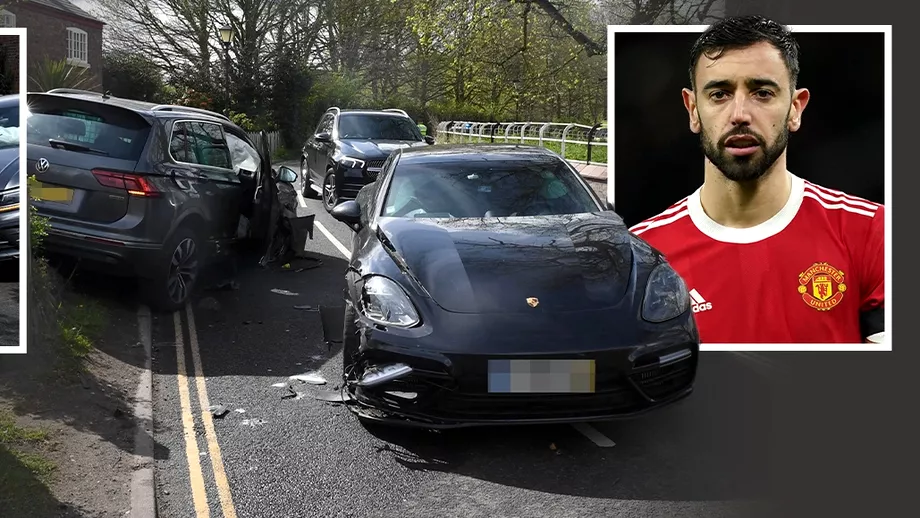 Bruno Fernandes implicat intrun grav accident rutier inainte de meciul cu Liverpool Starul lui Manchester United sia facut praf Porscheul