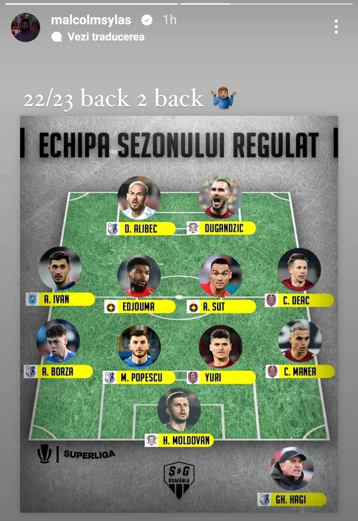 Malcom Edjouma a pulicat pe Instagram primul unsprezece al celei mai tari echipe a sezonului regulat