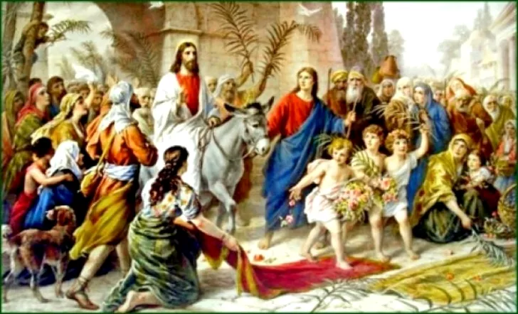 Intrarea triumfală a Mântuitorului Iisus Hristos în Ierusalim, înainte de Patimi, unde a fost întâmpinat de o mare mulţime de credincioşi cu ramuri de măslin şi de finic în mâini
