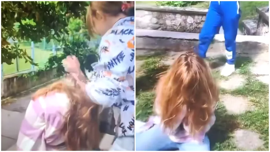 Video Fata de 11 ani batuta de alte doua adolescente in curtea unui liceu din Hunedoara Agresiunea filmata