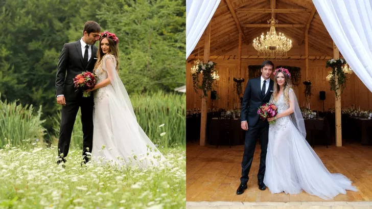 Adela Popescu și Radu Vâlcan, în ziua nunții