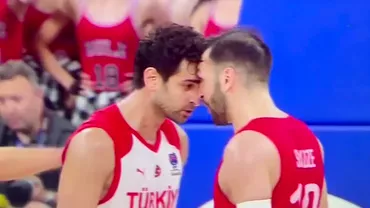 Scandal la Eurobasket 2022 Doi jucatori sau luat la bataie in timpul meciului Turcia  Georgia Video