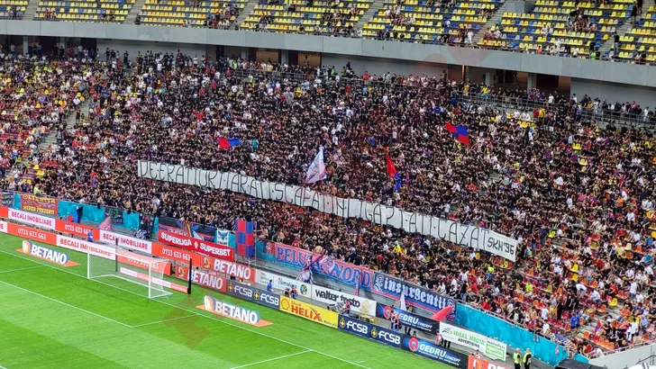 Mesaj al Peluzei Nord la meciul dintre FCSB și Universitatea Cluj