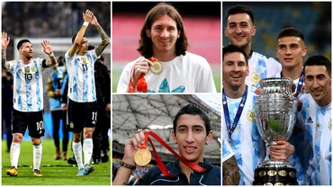 Lionel Messi si Angel Di Maria tripla istorica alaturi de Argentina De 92 de ani nu mai reusise cineva sa castige Mondialul aurul olimpic si trofeul continental