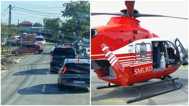 Accident grav in Timis Un microbuz si o masina sau ciocnit violent a fost solicitat elicopterul SMURD