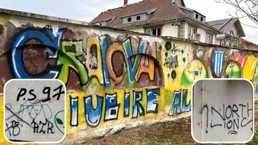 Razboi si pe zidurile din Craiova Lupta cu graffiti intre suporteri Foto