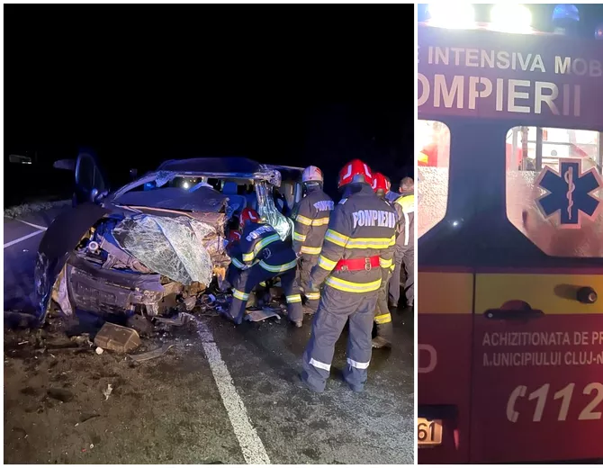 Accident grav cu trei raniti in Cluj Doua autoutilitare si o masina implicate