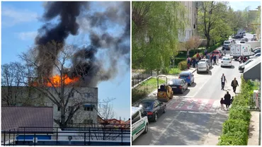 Video Incendiu puternic intrun bloc din Focsani langa o gradinita Mai multe persoane evacuate