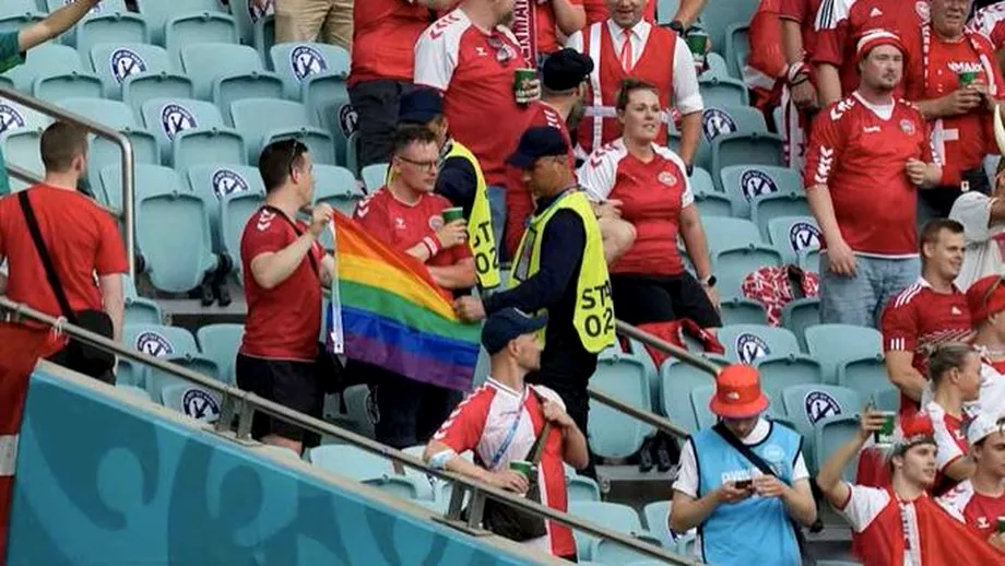 EURO 2020 sferturi de finala Ancheta dupa ce un steag in culorile curcubeului a fost confiscat la meciul Danemarca  Cehia
