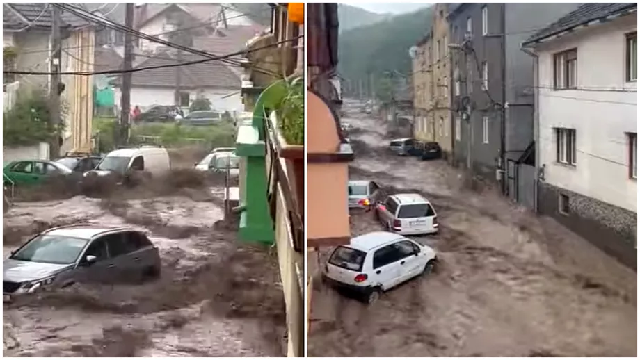 Video Potop in CarasSeverin masini luate de viitura strazi si case inundate Ce transmit autoritatile