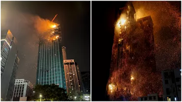 Incendiu la un zgarienori de 42 de etaje din Hong Kong Cladirea de 800 de milioane de dolari cuprinsa de flacari Video