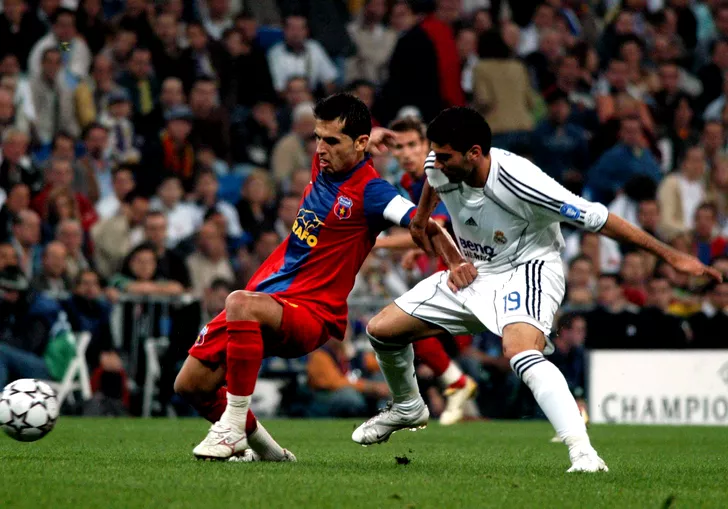 Jose Antonio Reyes în duelul cu Nicolae Dică din meciul Real Madrid - FCSB 1-0, după autogolul lui Bănel Nicoliță. Sursă foto: sportpictures.eu