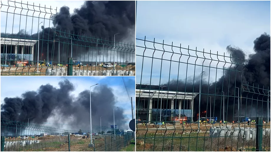 Video Incendiul de la noul terminal al Aeroportului Craiova a fost stins Flacarile au pornit dintro hala Update