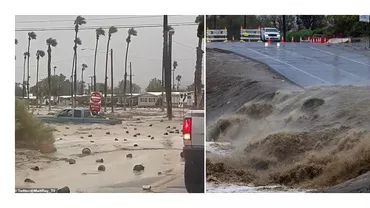 Uraganul Hilary a provocat haos in California Oamenii sau catarat in copaci pentru a se salva strazile sau transformat in torenti