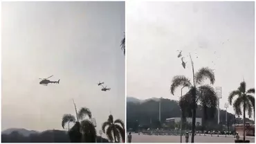 Momentul in care doua elicoptere se ciocnesc in aer Toti cei aflati in aeronave au murit Video
