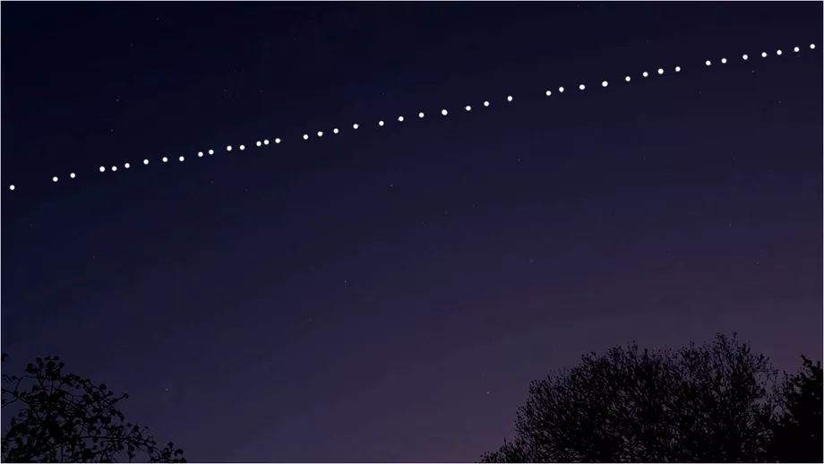 Satelitii Starlink vizibili pe cerul Romaniei vineri noapte La ce ora poti sai vezi