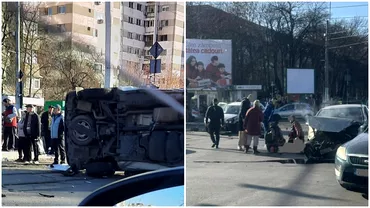 Accident grav in Capitala o ambulanta sa rasturnat dupa coliziunea cu doua masini Patru persoane ranite