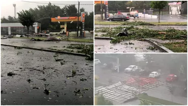 Video Furtuna puternica la Craiova Masini luate de ape acoperisuri distruse si copaci doborati Cod rosu emis de ANM