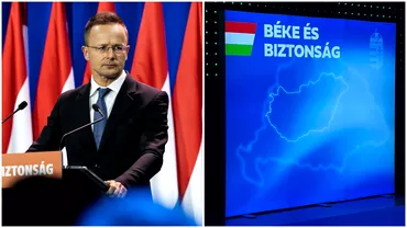 Ministrul de externe de la Budapesta discurs antiNATO in fata hartii Ungariei Mari cu parti din Romania si Ucraina