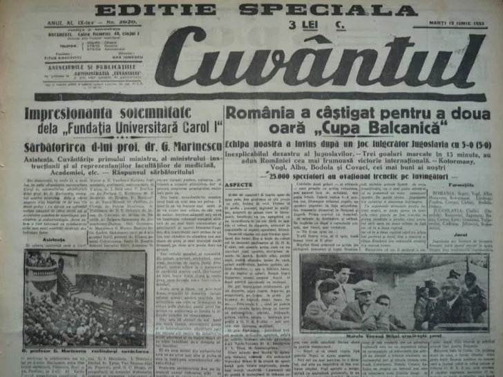 România a câştigat Cupa Balcanică în 1933