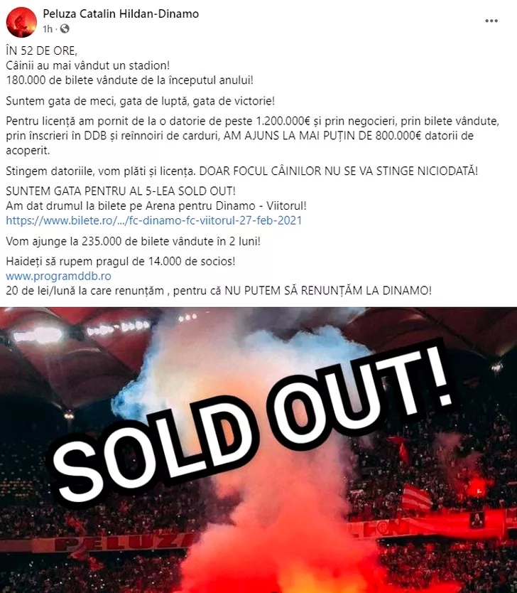 Dinamo sold-out Sepsi
