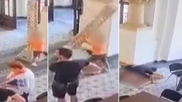 Video Imagini cu momentul in care statuia din holul Primariei Capitalei cade peste copilul de 6 ani