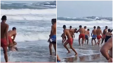 Bataie pe litoral intre turisti si salvamari Un salvator a fost lovit cu pietre Video