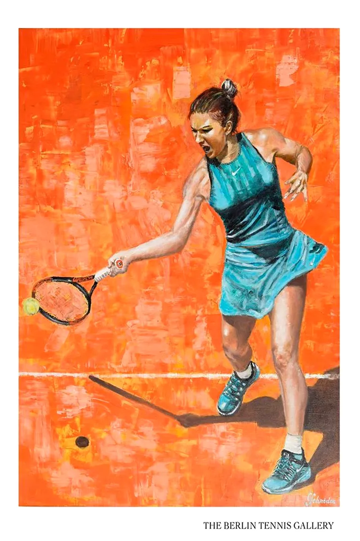 Tabloul Simonei Halep de la Galeriile „Berlin Tennis”. Sursă foto: facebook