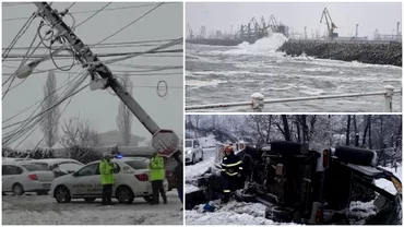 Dezastru provocat de vremea rea in Romania Mii de locuinte fara curent si zboruri intarziate  Apel CNAIR catre soferi Nu mai circulati pe DN2 E85 Update