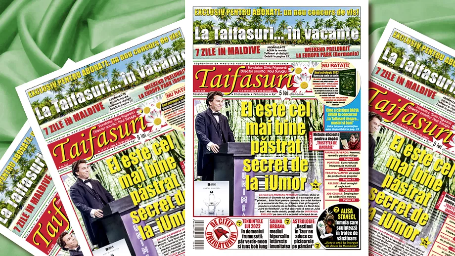 Număr nou al revistei Taifasuri! Interviu spumos și exclusiv cu Andreas Petrescu, „alchimistul” umorului de la IUmor! Editorial Fuego, vedete, rețete, horoscop, concurs nou, surprize!