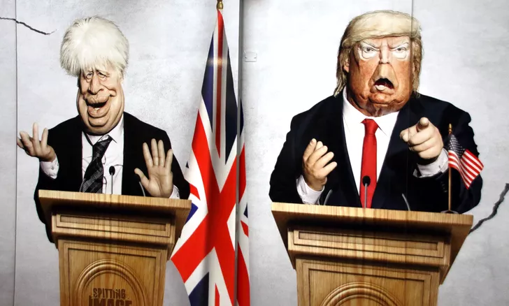 Boris Johnson Donald Trump caricatură