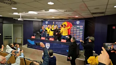 Tricolorii au intrat peste Edi Iordanescu in conferinta de presa Au dansat cu selectionerul dupa calificarea la Euro 2024 Video