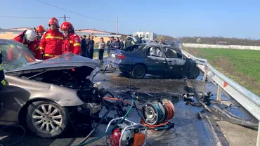 Accident cumplit in Dolj o masina a luat foc Cinci persoane au ajuns la spital o victima e in stare grava