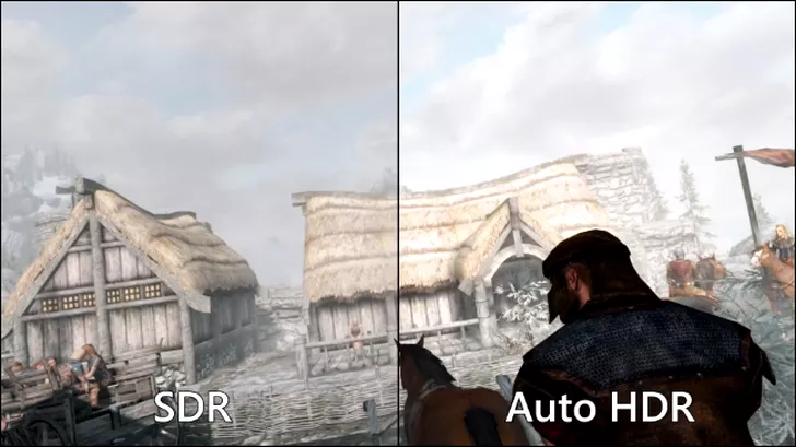 Cum arată Skyrim cu și fără Auto HDR. Sursa foto: Microsoft.