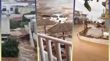 Inundatii puternice pe insula Creta din Grecia O persoana a murit doua sunt date disparute masinile au fost luate de ape