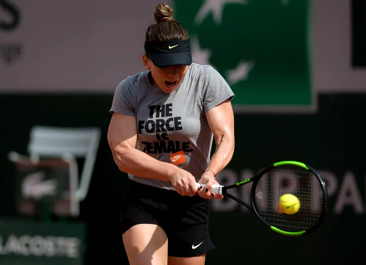 Simona Halep of Romania during practice at the 2019 Roland Garros Grand Slam tennis tournament