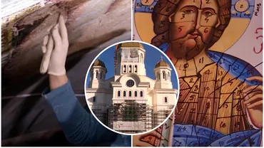 La Catedrala Mantuirii Neamului a inceput montarea icoanei Pantocrator de 150 metri patrati Cum arata acum biserica Video