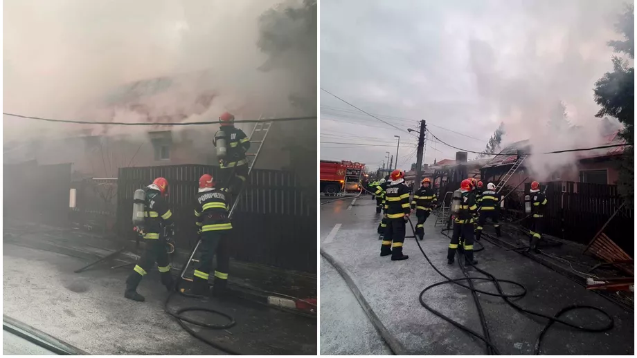 Incendiu in Voluntari la un magazin Intervin 7 autospeciale de stingere cu apa Video