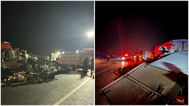 Accident cumplit pe Drumul mortii Impact intre un camion o autoutilitara si un autoturism Un tanar a murit