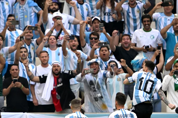 Leo Messi se bucură după un gol marcat la Mondial. Sursa: hepta.ro