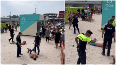 Bataie can filme pe plaja la Costinesti Sute de turisti au filmat interventia fortelor de ordine Video